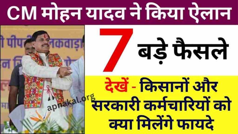 MP News: मुख्यमंत्री मोहन यादव ने लिए 7 बड़े फैसले, किसानों और सरकारी कर्मचारियों को मिलेंगे ये फायदे