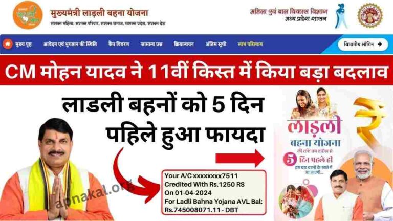 CM Ladli Bahna Yojana: सीएम मोहन यादव ने 11वीं किस्त में किया बड़ा बदलाव, लाडली बहनों को 5 दिन पहिले हुआ फायदा