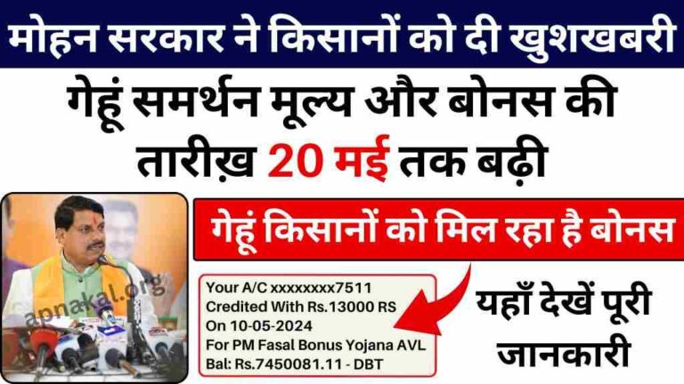 मध्य प्रदेश की मोहन सरकार ने किसानों को दी खुशखबरी, गेहूं समर्थन मूल्य और बोनस की तारीख़ 20 मई तक बढ़ी